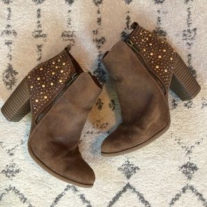 Cognac Brown studded Ankle boots